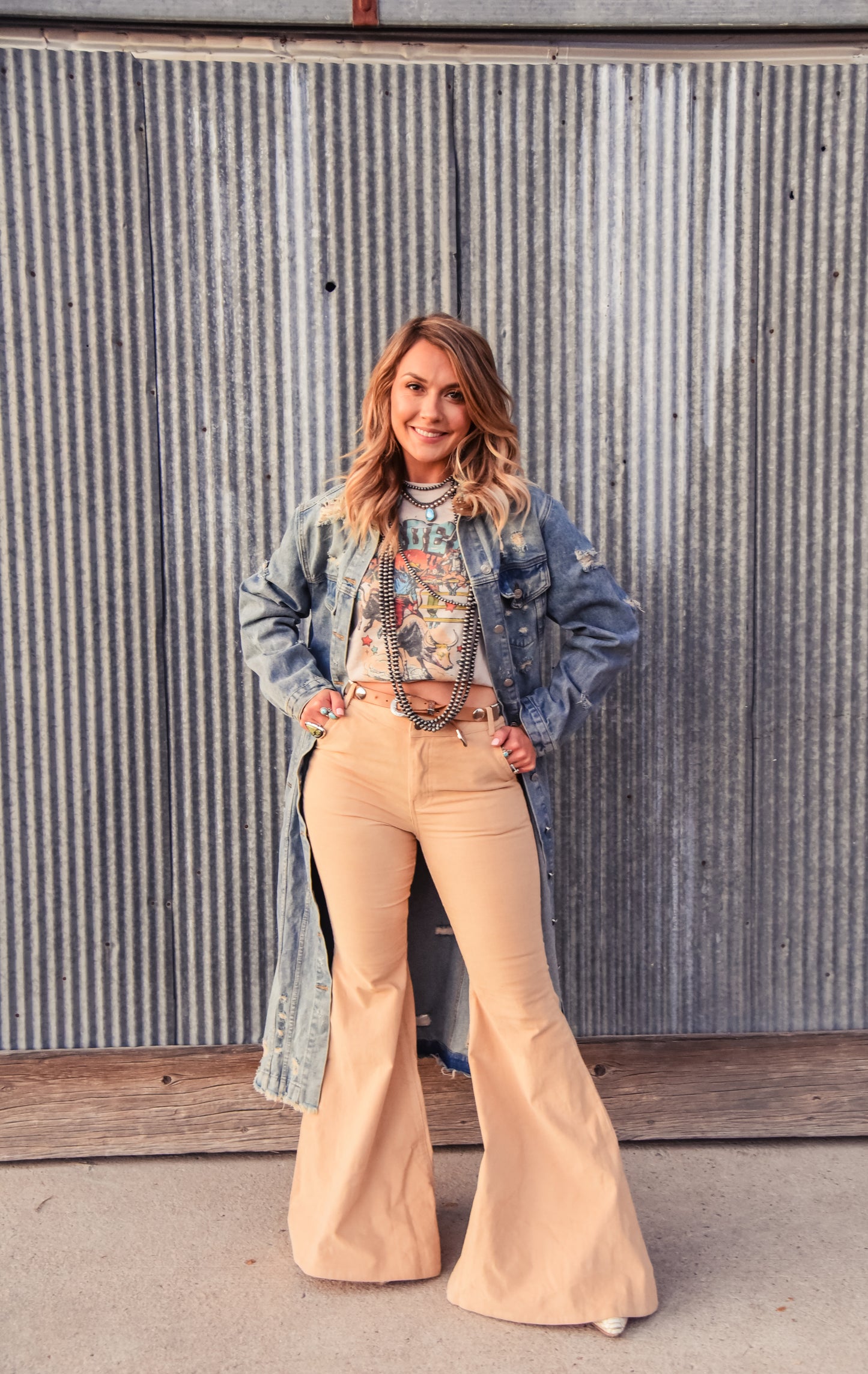 Courdory Cowgirl Flare Pants